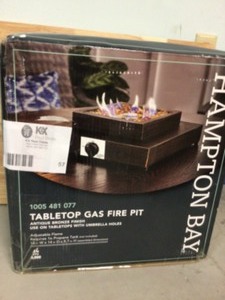 14 in. x 5.5 in. 8000 BTU Square Steel Propane Fire Pit in Antique Bronze by Hampton Bay Customer Returns See Pictures See Terms on Auction