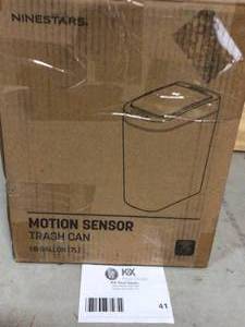 Lot of 2 NINESTARS 1.9 Gal. White Slim Shape Motion Sensor Trash Can May Contain Missing Parts and Pieces Customer Returns See Pictures