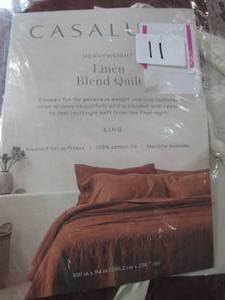 lot 11 image: Casaluna Heavyweight Linen Blend Quilt-King, Dark Clay