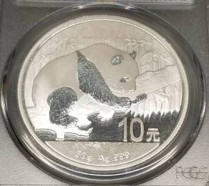 2016 CHINA SILVER PANDA 10 YUAN 30 gram PURE SILVER PCGS MS70