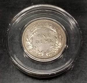 1902 BARBER DIME AU58 IN AIRTITE