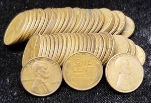 ROLL OF 1938 US WHEAT CENTS 50 COINS