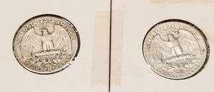 2 SILVER WASHINGTON QUARTERS 1953 1957-D
