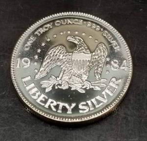 1 TROY OZ .999 FINE SILVER 1984 A-MARK LIBERTY