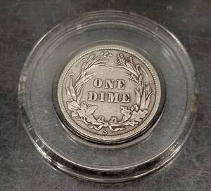 1906-S BARBER DIME FULL LIBERTY VF IN AIRTITE