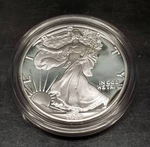 1989-S PROOF AMERICAN SILVER EAGLE IN ORIGINAL PACKAGING