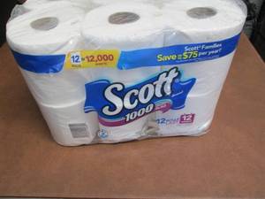 lot 55 image: 12 Mega Rolls Scott Toilet Tissue...