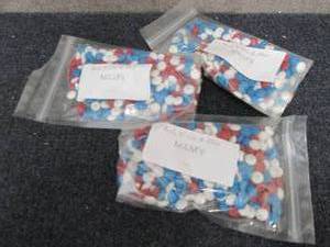 lot 65 image: 3- 12 oz Bags Red, White & Blue M&M...