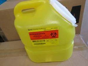 lot 201 image: Case of 12 -3 Gallon BD Sharps Coll...