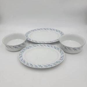 Vintage 4 piece Includes 2 Round Vegetable Bowls & 2 Oval Serving Platter Blue Danube by Johann Haviland (Resale Ready for $230)