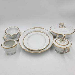 Stunning Rare Vintage Noritake Goldcroft Gold-Trimmed 6 Piece Set- Gravy Boat, Serving Platters, Sugar Bowl & Creamer (Valued  $300)