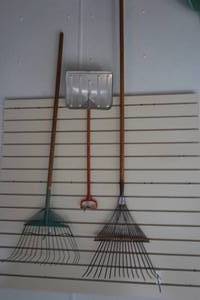 lot 62 image: rakes, shovel