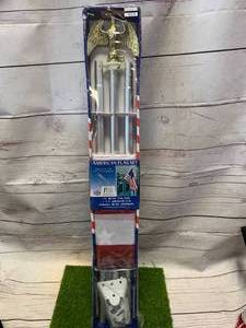 lot 21 image: BRAND NEW 6 FOOT TALL 3X5 AMERICAN FLAG SET