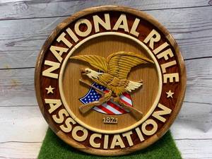 lot 34 image: CUSTOM WOOD NRA (NATIONAL RIFLE ASSOCIATION) SIGN 12 INCHES WIDE