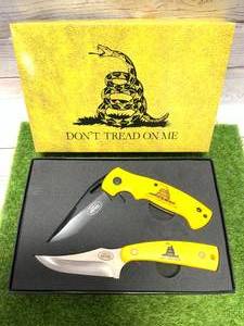 lot 37 image: BRAND NEW KENTUCKY CUTLERY DONT TREAD ON ME 2PC KNIFE SET