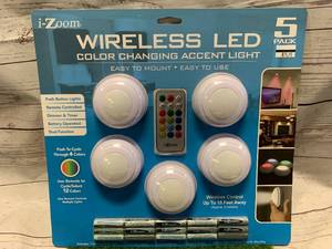 lot 38 image: BRAND NEW FIVE PIECE WIRELESS COLOR CHANGING PUCK LIGHTS