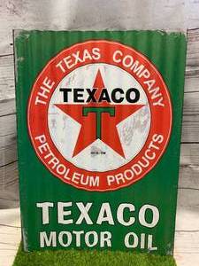 lot 56 image: CORRUGATED METAL TEXACO SIGN 11 X 16