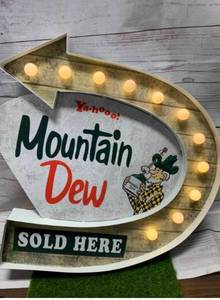 lot 66 image: MOUNTAIN DEW LIGHTED METAL SIGN 18 INCHES TALL