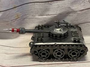 lot 70 image: HANDMADE METAL TANK 11 INCH LONG