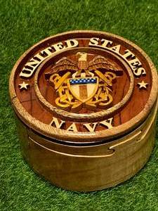 lot 73 image: NEW US NAVY CUSTOM WOOD LOCKING BOX