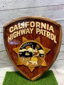 lot 92 image: CUSTOM MADE WOOD SIGNED CALIFORNIA HIGHWAY PATROL 13 12 INCHES