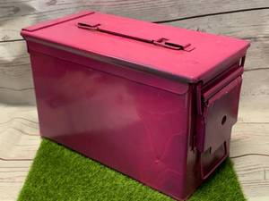 lot 95 image: .50 CAL MILITARY PINK CAMO CAN  BOX