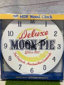 lot 119 image: BRAND NEW MOON PIE WOOD CLOCK