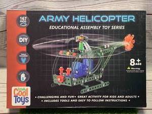 lot 120 image: BRAND NEW 167 PIECE ARMY HELICOPTER ERECTOR TOY SET