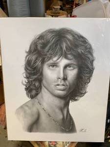 lot 123 image: JIM MORRISON ARTWORK 20 X 24 INCHES