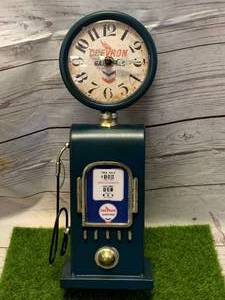 lot 130 image: BRAND NEW CHEVRON GASOLINE, METAL, GAS PUMP, CLOCK 11 INCH TALL