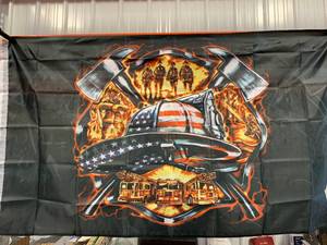 lot 140 image: NEW FIREFIGHTER 3 X 5 FLAG BANNER