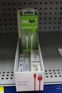lot 654 image: Lot of (9) HotTips Auxiliary Cords 3.5mm ChargeSync Cable 3 (in original packaging)
