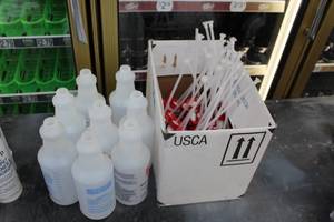 lot 702 image: Lot of (30) Plastic Spray Cleaning Bottle Heads with Sprayer