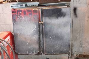 lot 735 image: Tin Storage Cabinet 3-shelf2-door