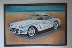 lot 905 image: Corvette by Bill Thompson Signed Print , Framed