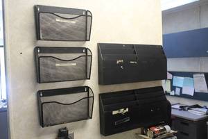 lot 912 image: Lot of (8) Wall-Mount Paper Storage Racks