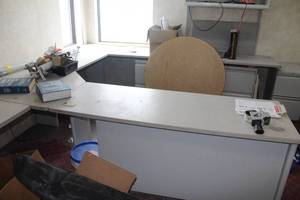 lot 915 image: Metal Office Desk with SectionsIslands, (2) 2-Drawer File Cabinets