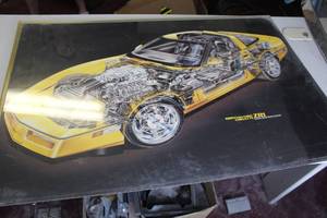 lot 926 image: 1989 Corvette ZR1 Cutaway Wall Art 36x24