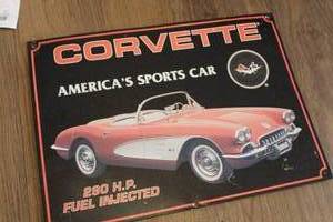 lot 963 image: Corvette metal Sign