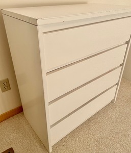 White Four Drawer Dresser
