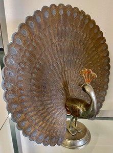 Marvelous Vintage Metal Peacock Decor