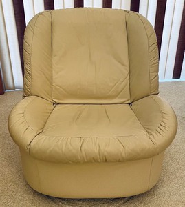 Ivory Contemporary Leather Swivel Rocker Chair