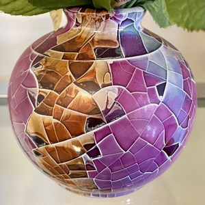 Mosaic Vase with Porcelain Flowers