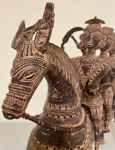 Ornate Metal Horse with 3 Riders