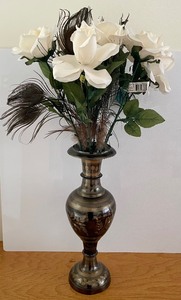 2 Gorgeous Vases with Faux Florals and Feathers