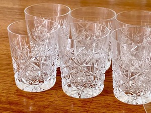 Set of Eight Vintage CutPressed Glass Juice Glasses