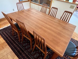Vintage Danish Koefoeds Hornslet Dining Room Table and Chairs including Eight Eva Chairs by Koefoeds Hornslet