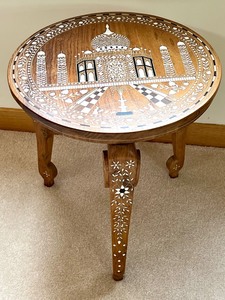 Taj Mahal Design Inlaid Petite Accent Table