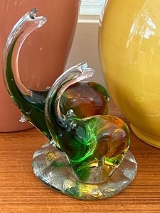 Two Decorative Vases and Glass Elephant Figurine
