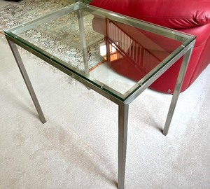Chrome Base and Glass Top Accent or Side Table